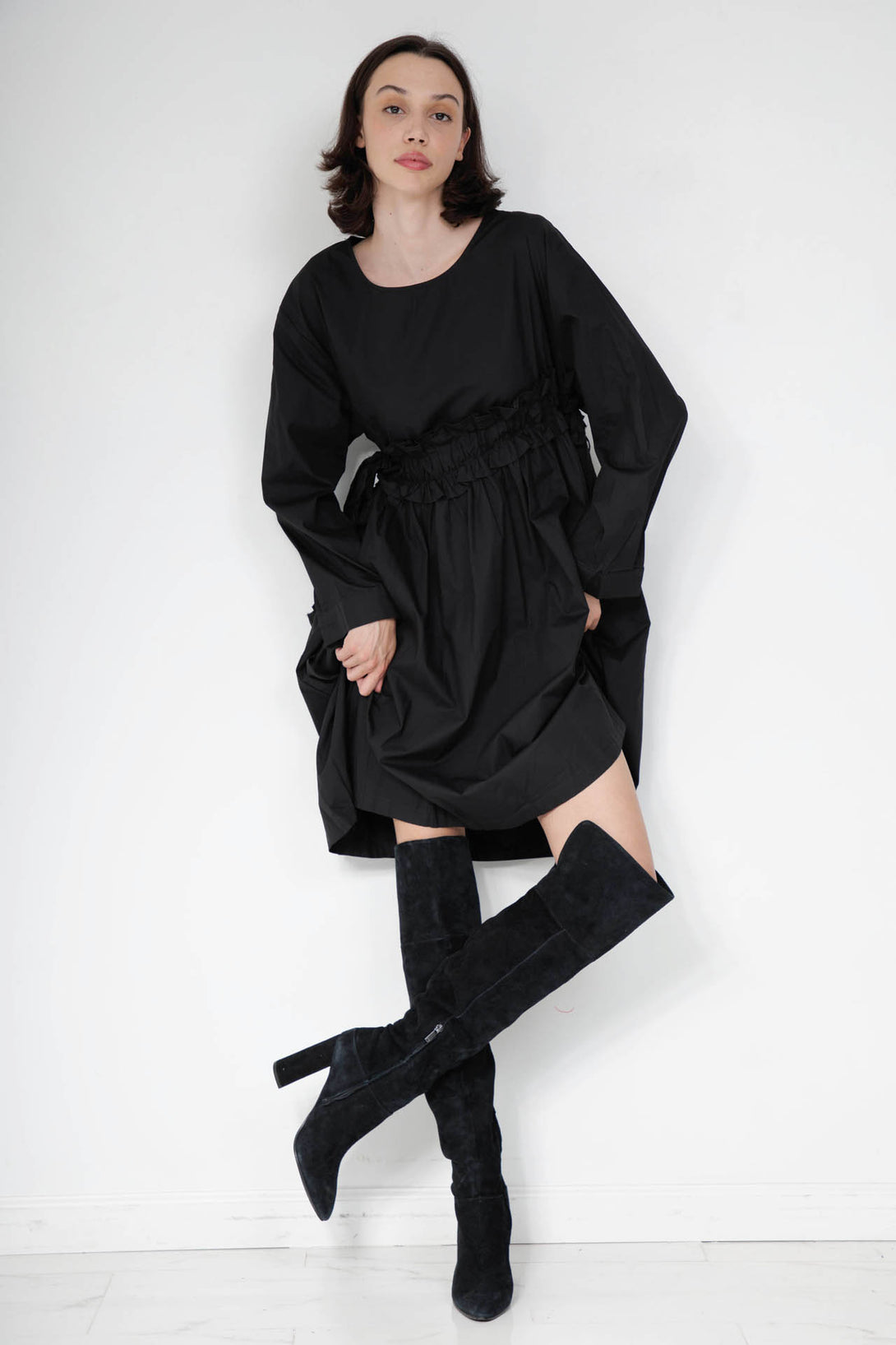 midi black dress formal, mid length formal dress, medium length black dress, HT 360 Collective, 