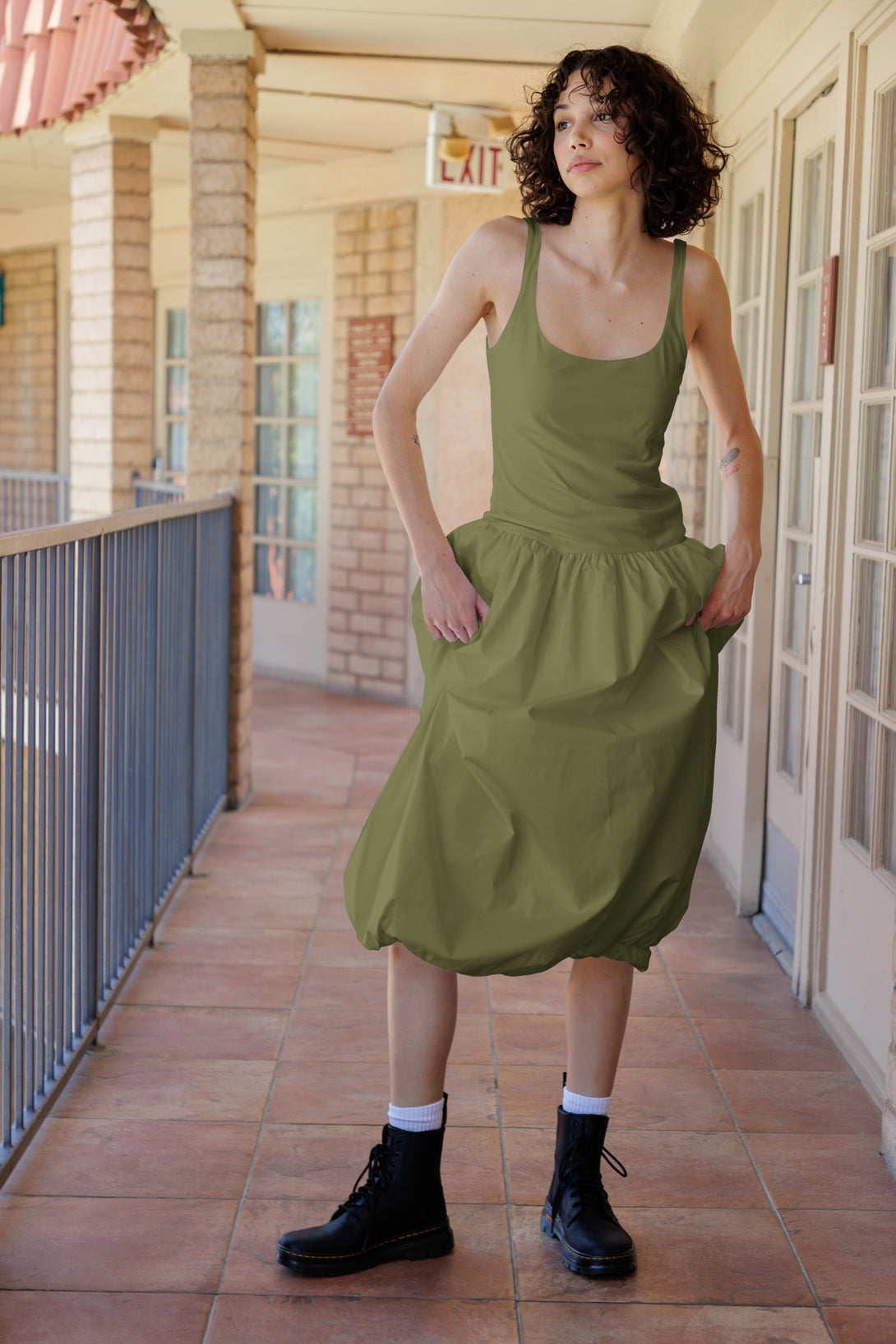 HT 360 Collective - Designer Midi Dresses | Bubble Dress Hem | Soft Volume Large / Green HT 360 Collective - Designer Midi Dresses | Bubble Dress Hem | Soft Volume Large / Green