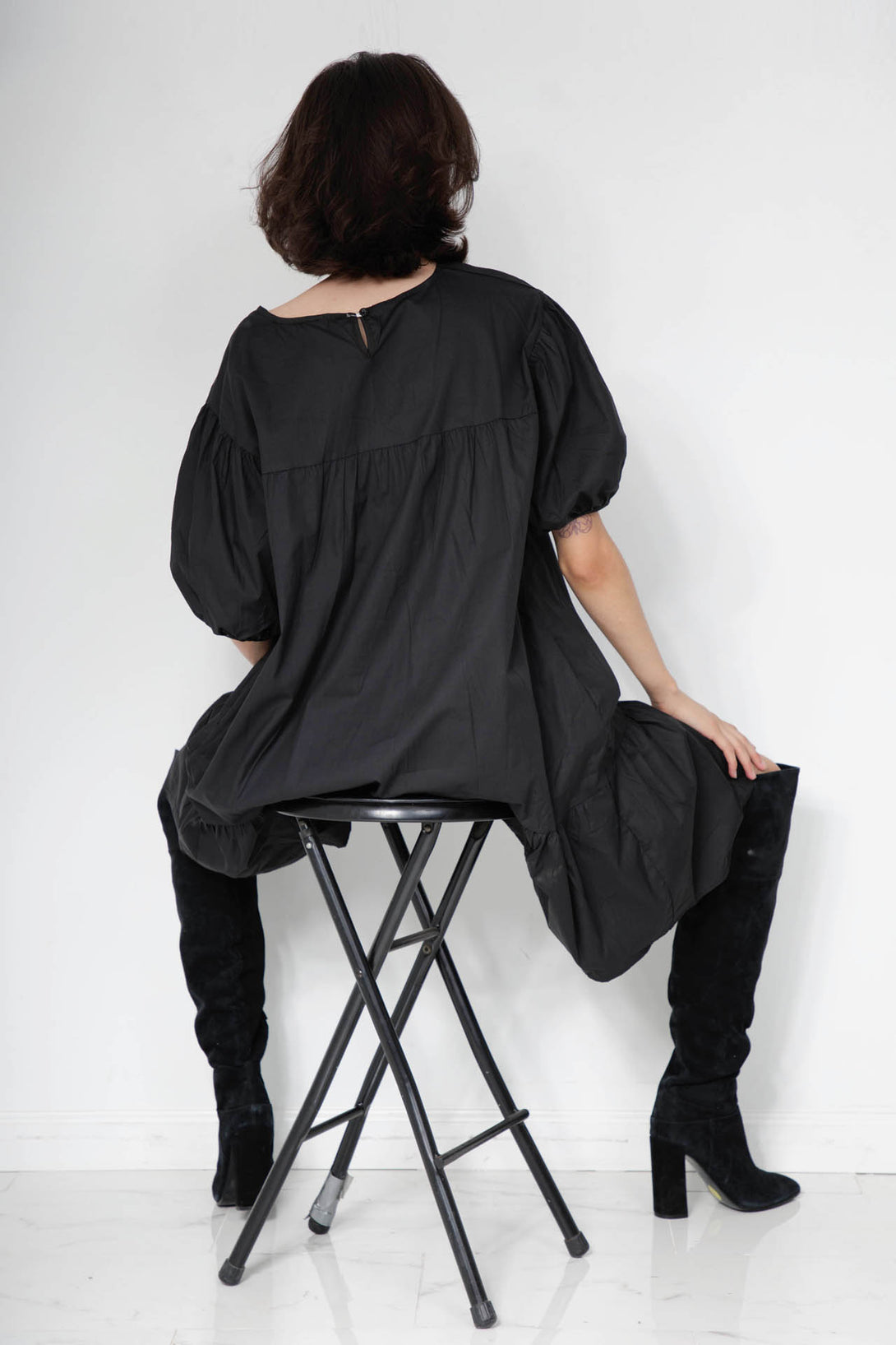 midi women's black dress, knee length evening dresses, midi women black dress, HT 360 Collective, 