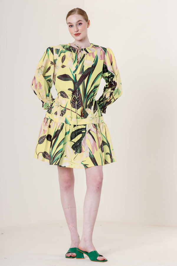mint green formal dress, knee length dress, printed mini dress, HT 360 Collective,