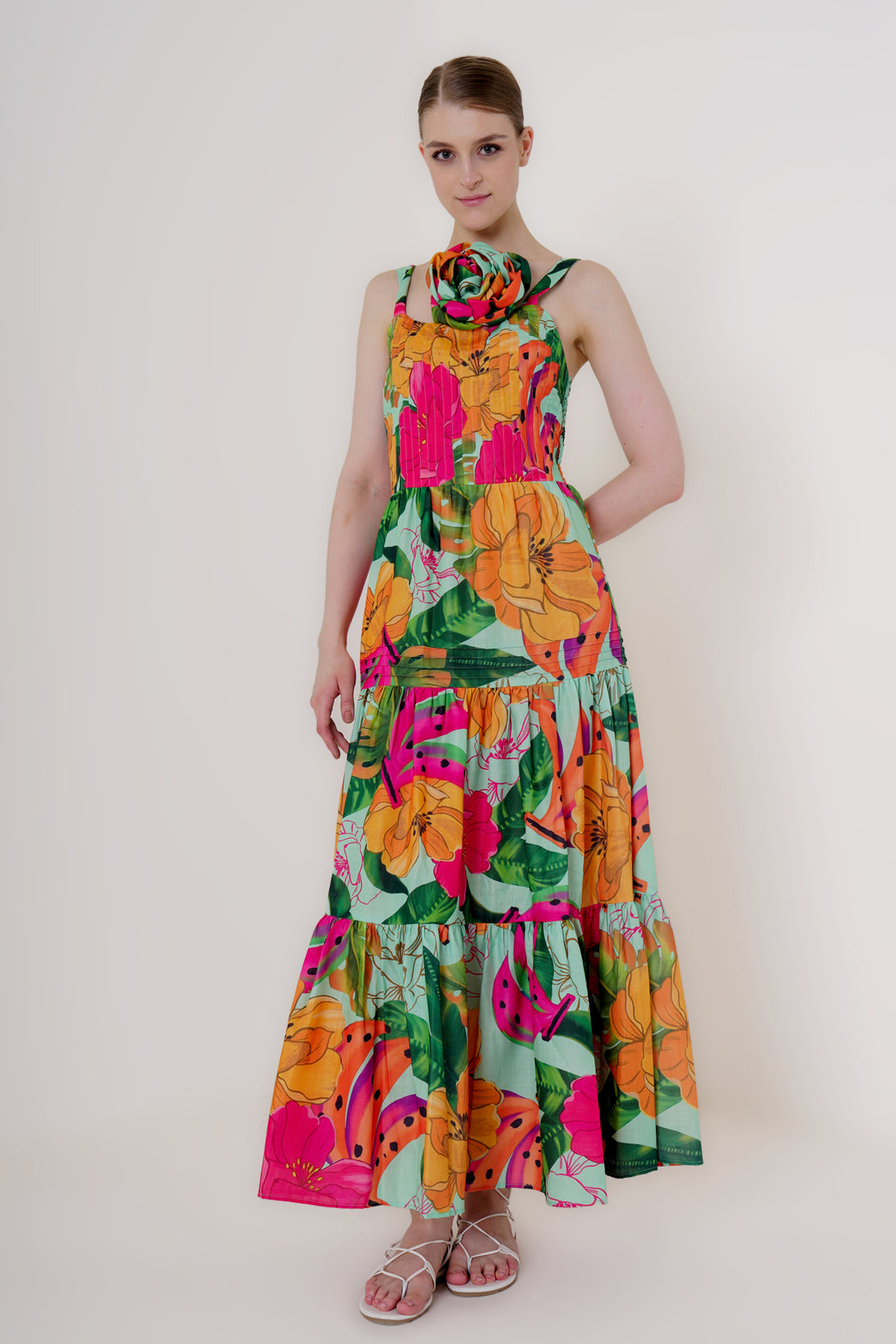 Designer Women's Strappy Maxi Dress | Multi Colored Flowy Dress HT360 Collective Designer Women's Strappy Maxi Dress | Multi Colored Flowy Dress HT360 Collective