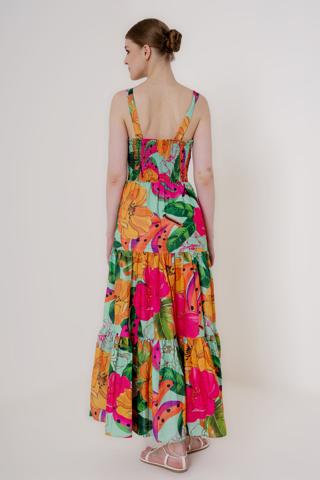 Designer Women's Strappy Maxi Dress | Multi Colored Flowy Dress HT360 Collective Designer Women's Strappy Maxi Dress | Multi Colored Flowy Dress HT360 Collective