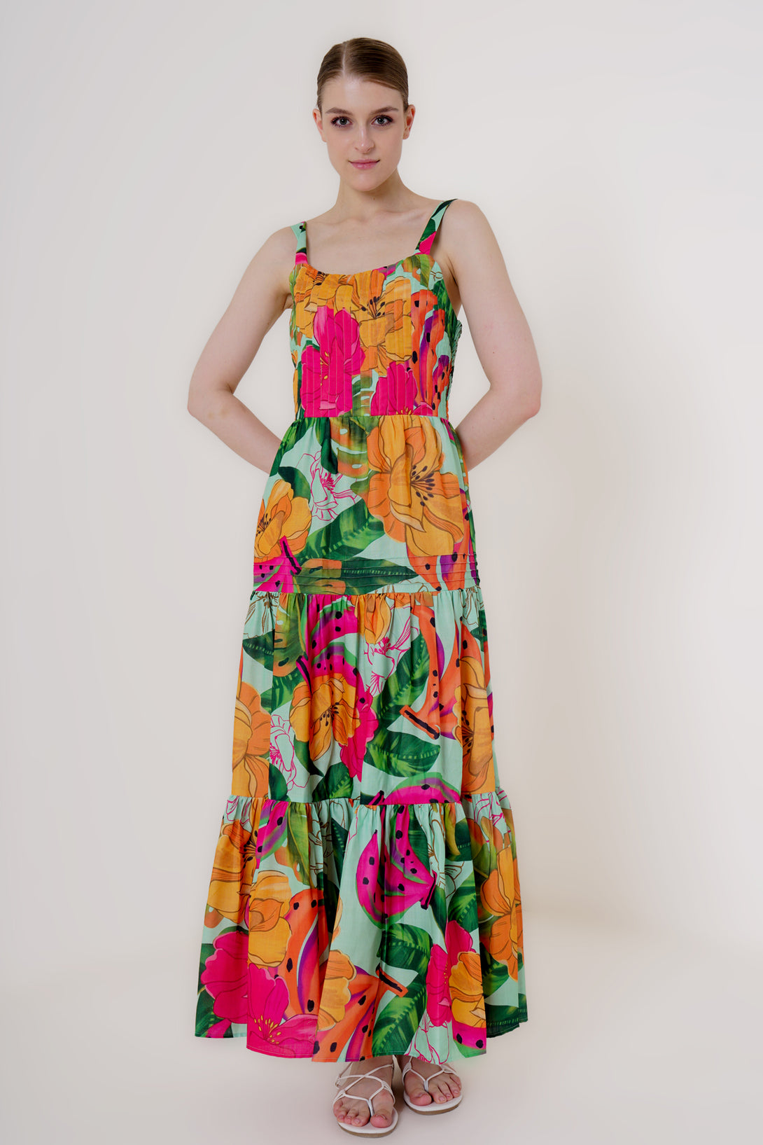 Designer Women's Strappy Maxi Dress | Multi Colored Flowy Dress HT360 Collective Designer Women's Strappy Maxi Dress | Multi Colored Flowy Dress HT360 Collective