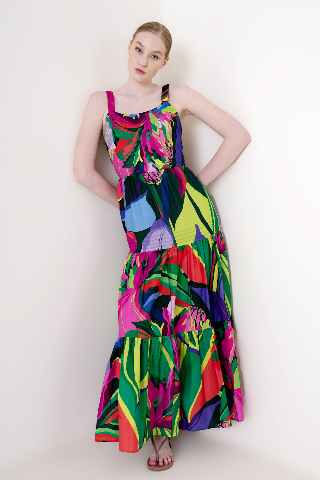 Designer Maxi Strappy Summer Dresses | Long Multicolor Dress Large Designer Maxi Strappy Summer Dresses | Long Multicolor Dress Large