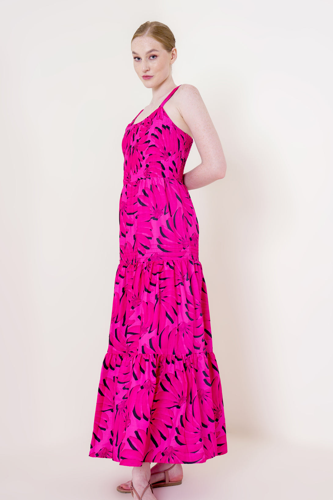 strappy maxi dress summer, strappy flowy dress, pink flowy dress, pink evening dress, HT 360 Collective,