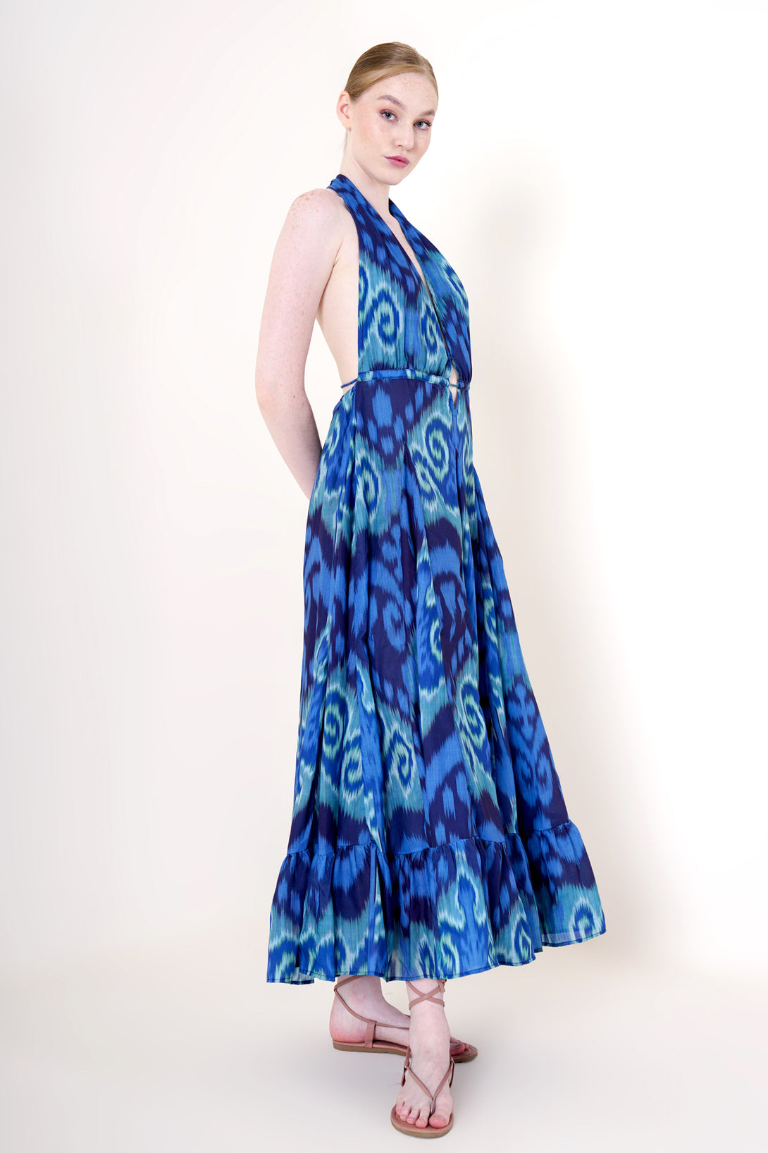 Designer Plunge Neck | Halter Neck Dress | Royal Blue Cocktail Dress Medium Designer Plunge Neck | Halter Neck Dress | Royal Blue Cocktail Dress Medium