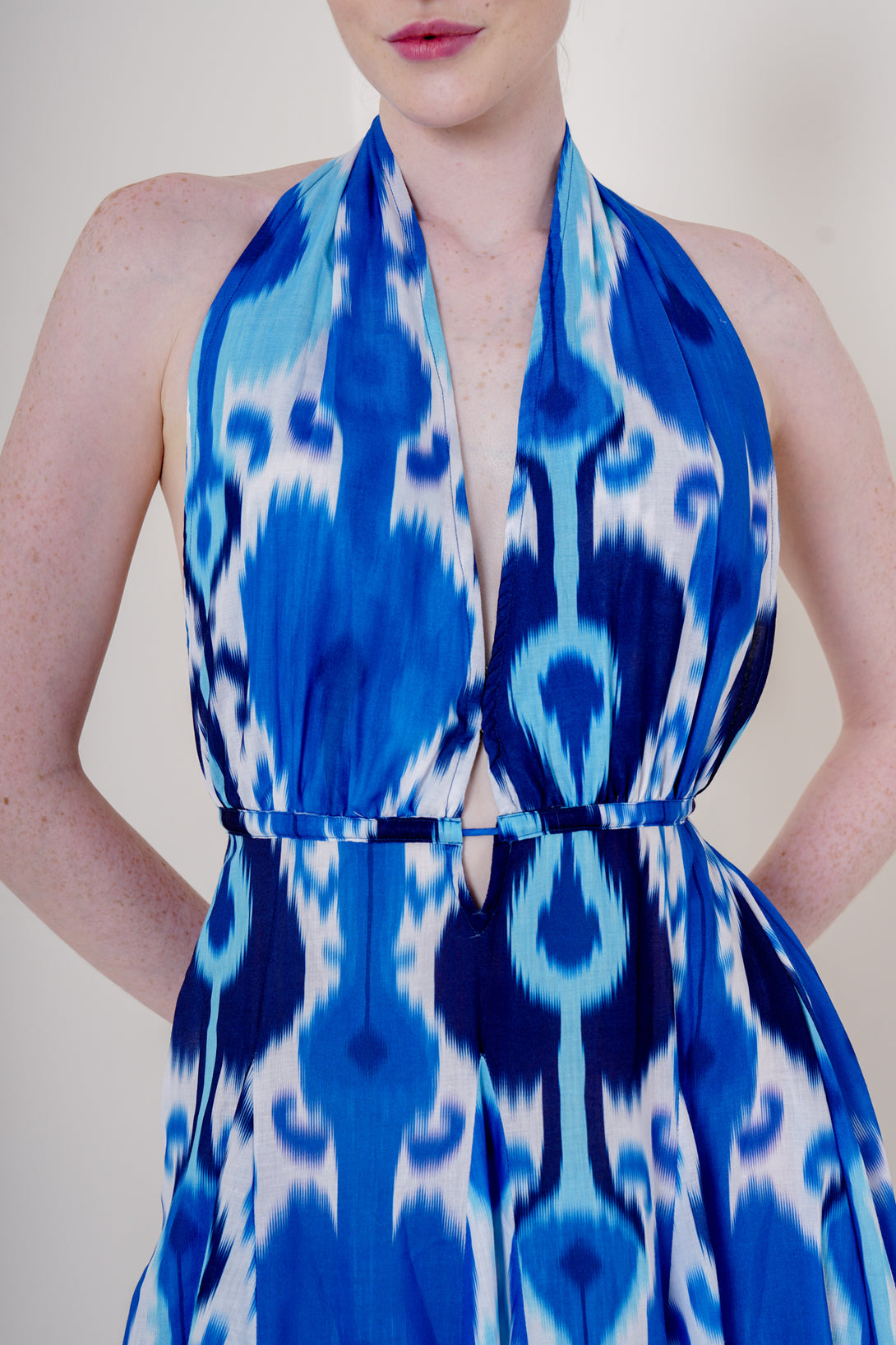 royal blue long sleeve dress, summer maxi dress, plunge neck formal dress, HT 360 Collective,