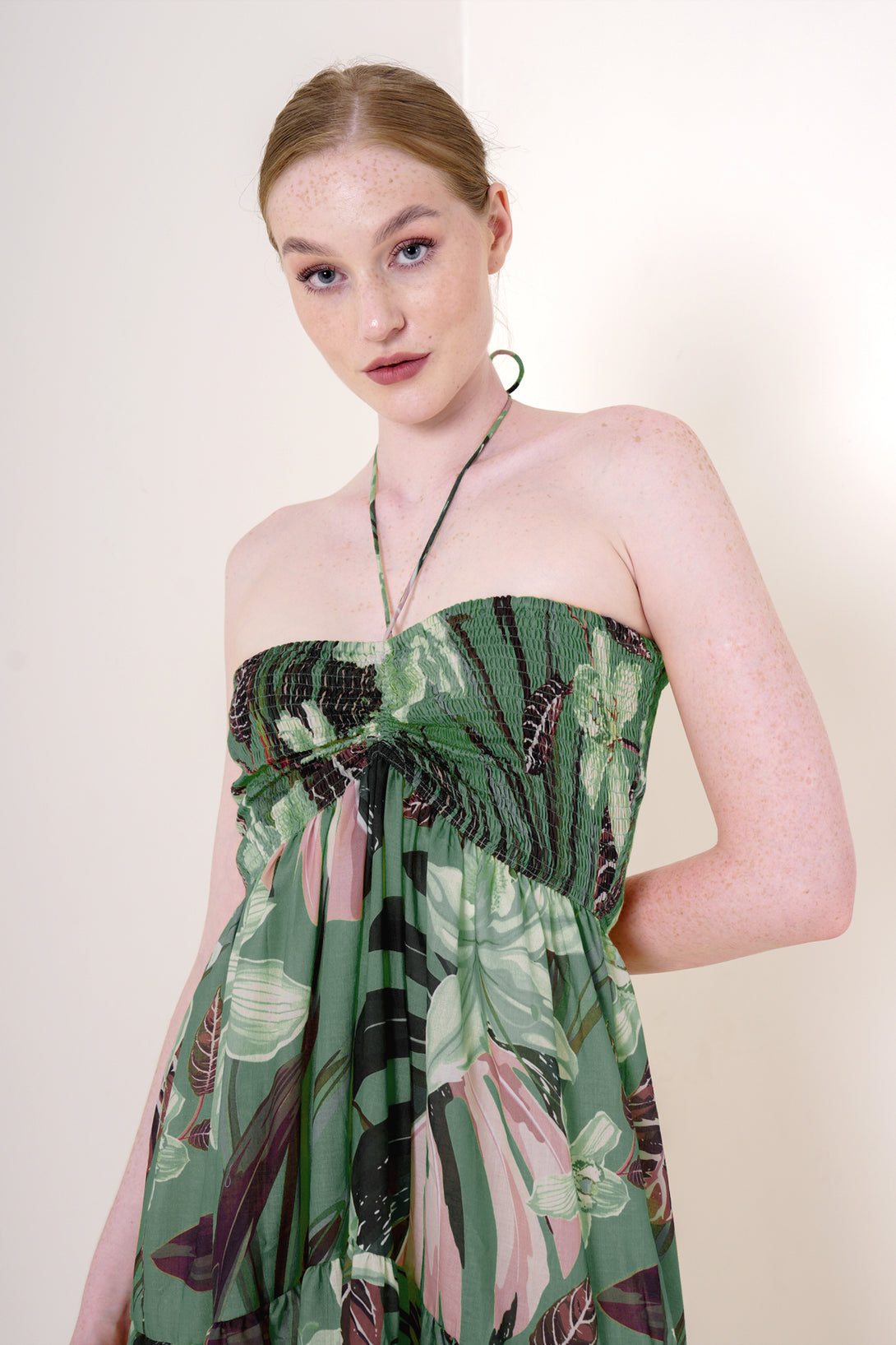 HT 360 Collective - Green Dresses | Tiered Midi Dress Medium / Green HT 360 Collective - Green Dresses | Tiered Midi Dress Medium / Green