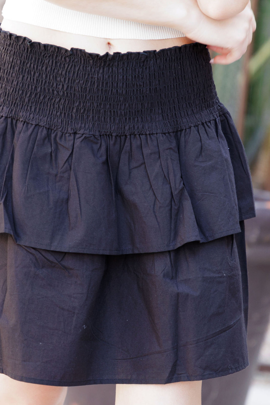  short skirts for women, layered black mini skirt, layered skirt mini, HT 360 Collective,