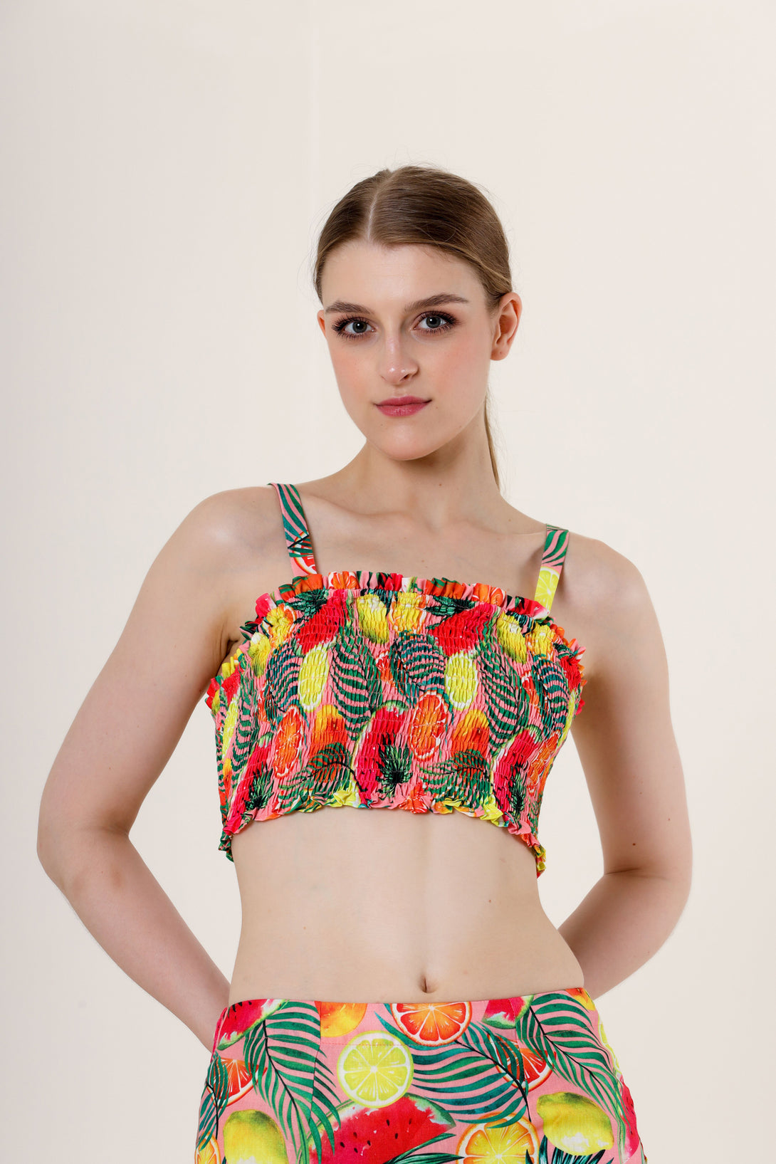 womens cropped tank tops, flowy crop top, HT 360 Collective, yellow crop top,