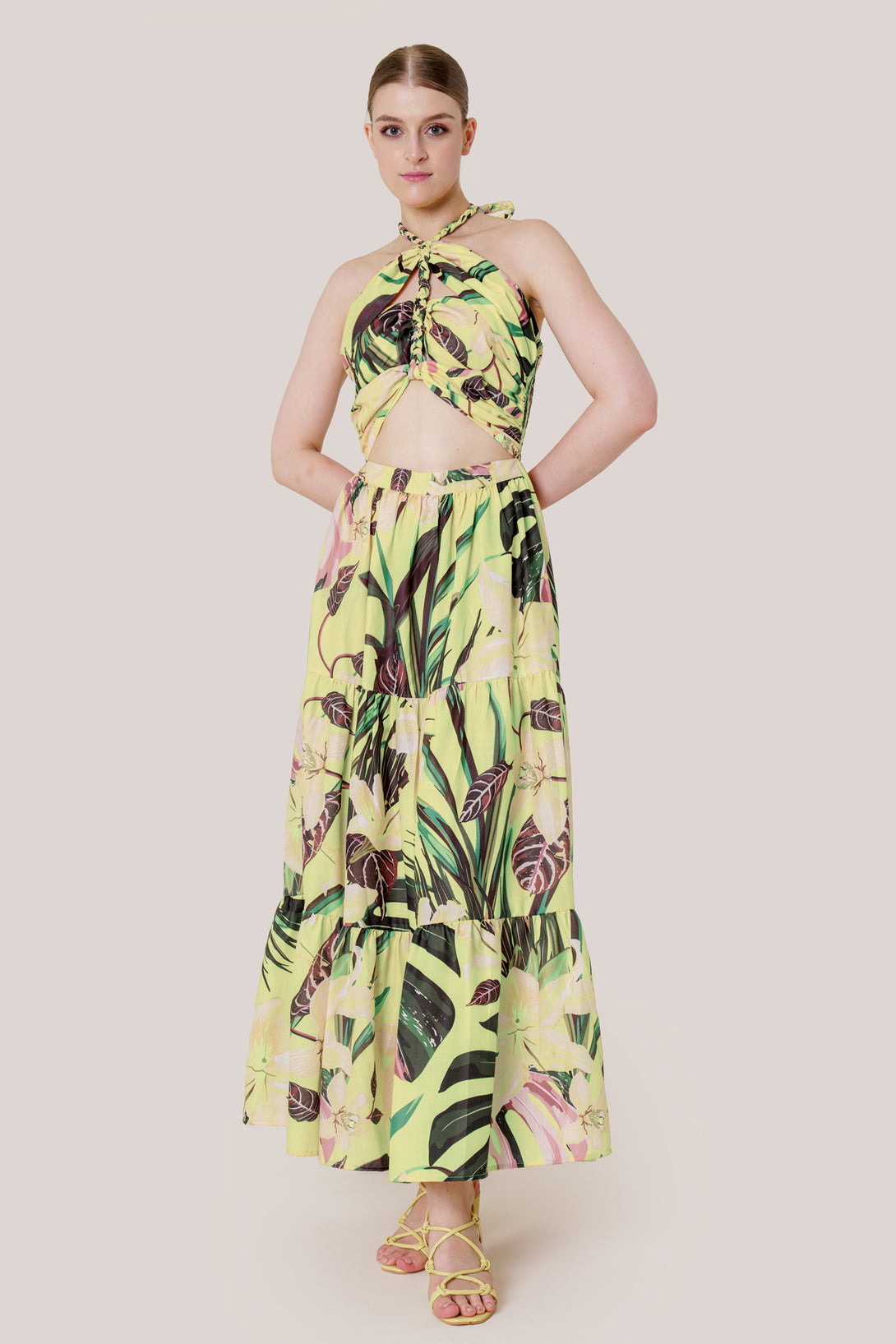 HT 360 Collective, green colour maxi dress, cut out maxi dress formal,