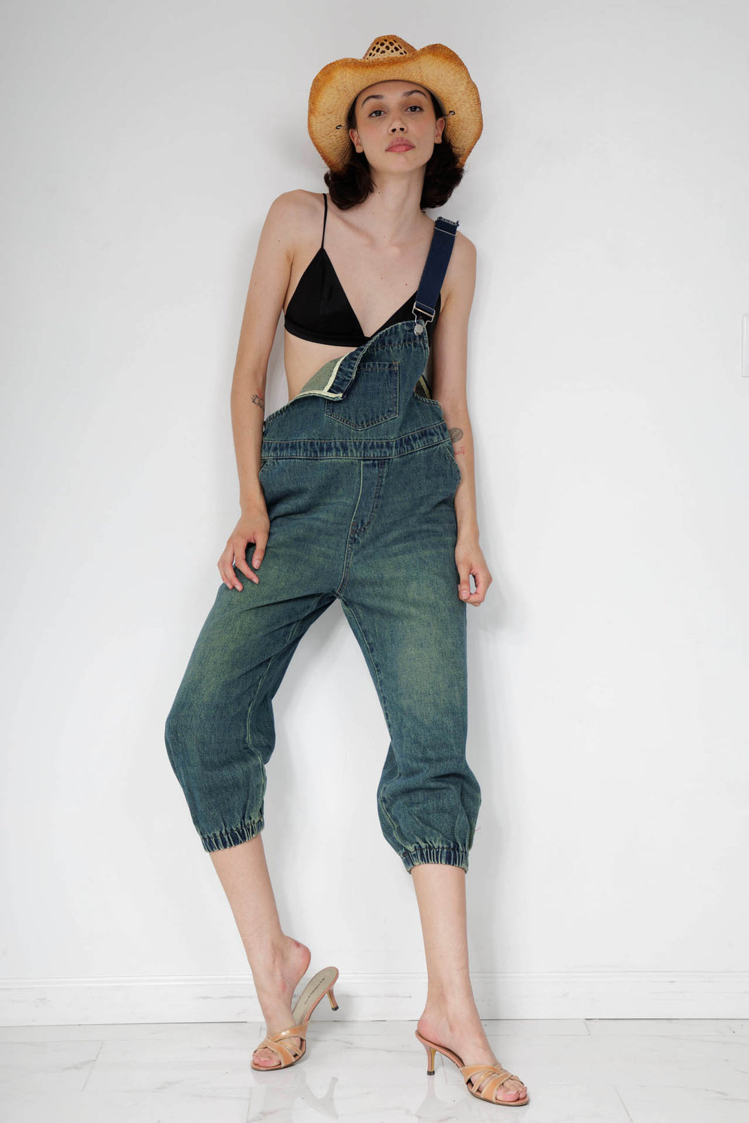 jean womens jumpsuits, HT 360 Collective, sleeveless jumpsuit denim, denim jump suit for ladies,