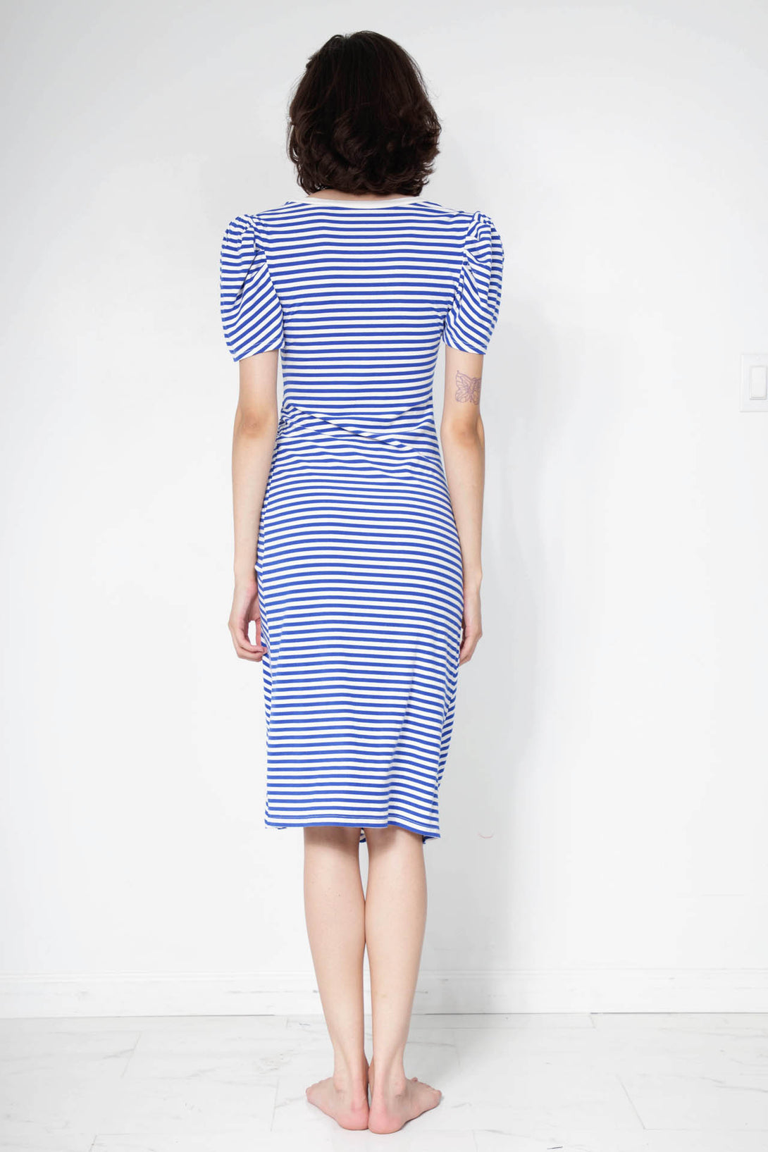 sexy blue dress, cute midi dresses, ladies midi summer dresses, striped cotton midi dress, HT 360 Collective,