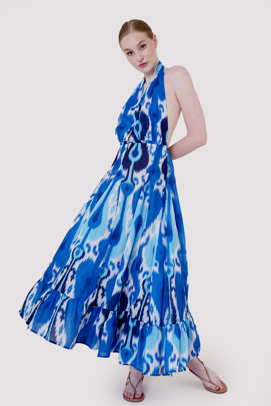 Designer Plunge Neck | Halter Neck Dress | Royal Blue Cocktail Dress Medium Designer Plunge Neck | Halter Neck Dress | Royal Blue Cocktail Dress Medium