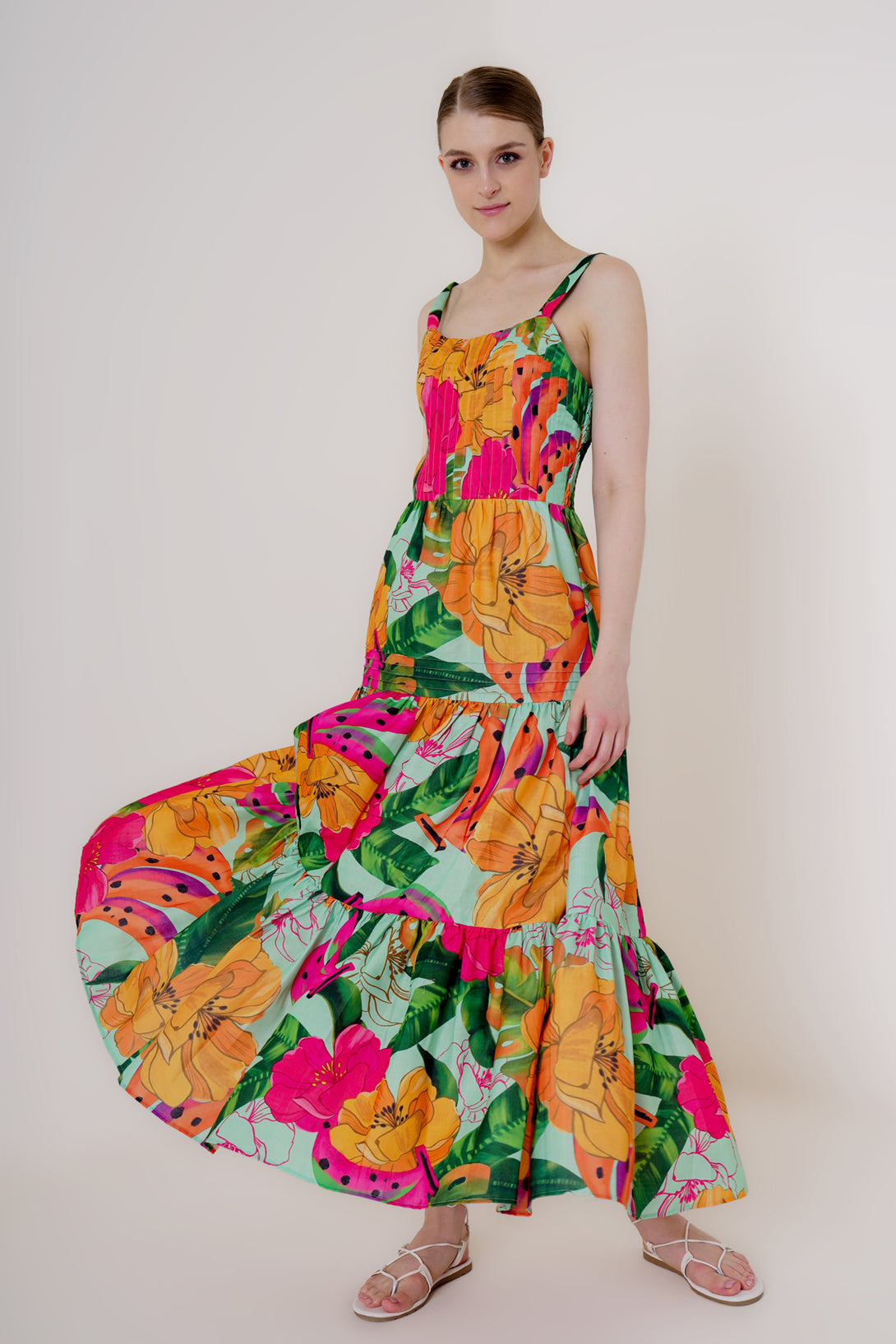 Designer Women's Strappy Maxi Dress | Multi Colored Flowy Dress Custom Designer Women's Strappy Maxi Dress | Multi Colored Flowy Dress Custom