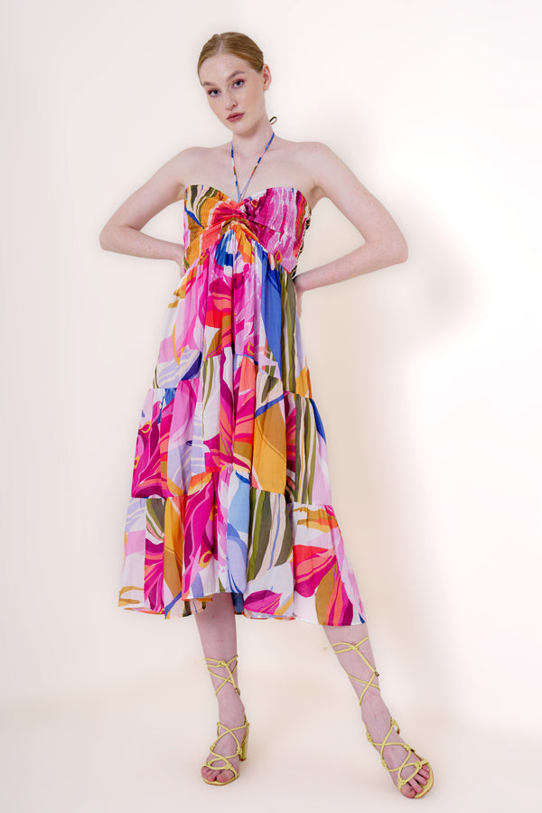 casual midi dresses for women, fuschia midi dress, pink midi dresses for women, multi wear dress, HT 360 Collective,