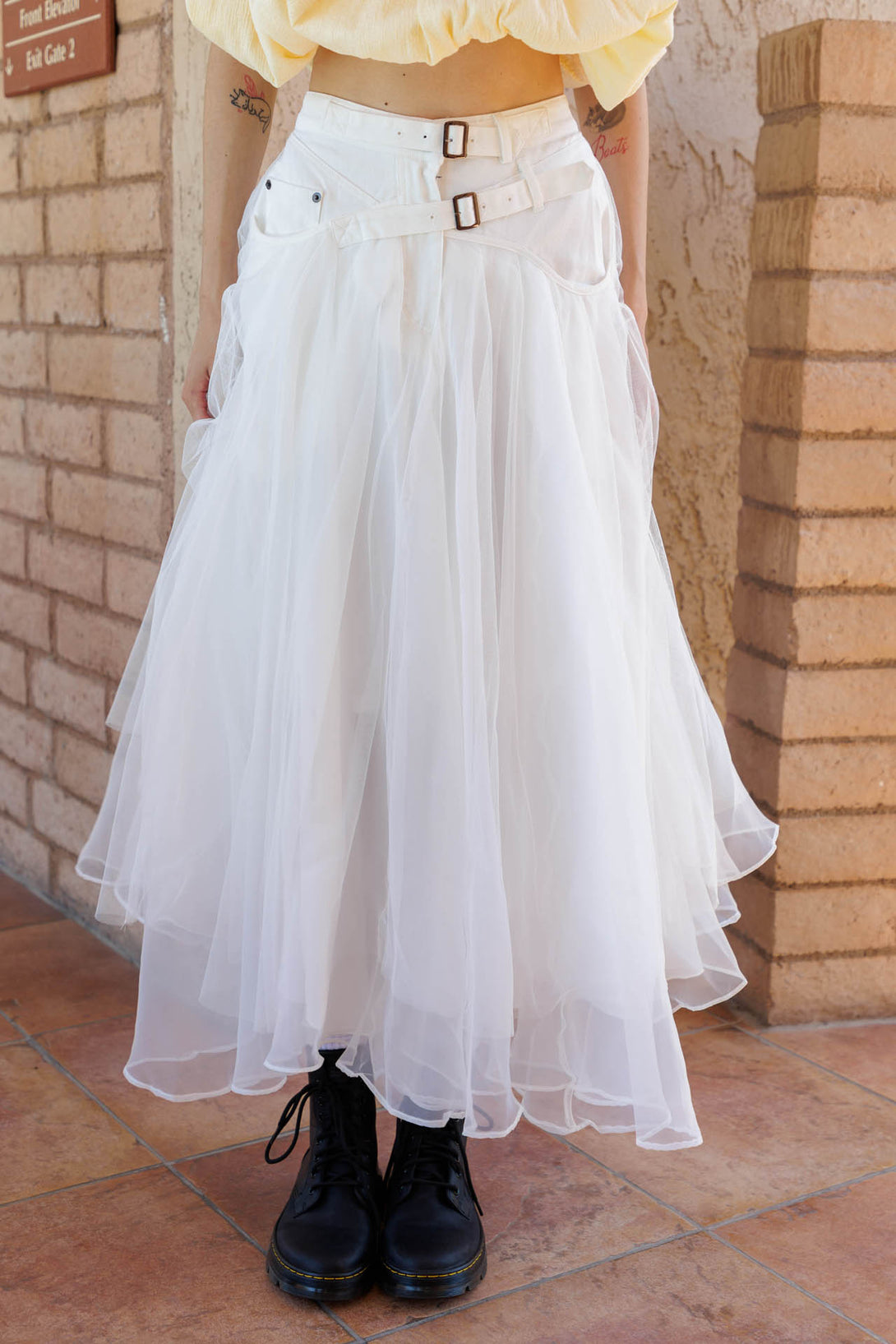 tulle long skirt, white layered tulle skirt, large tulle skirt, HT 360 Collective,