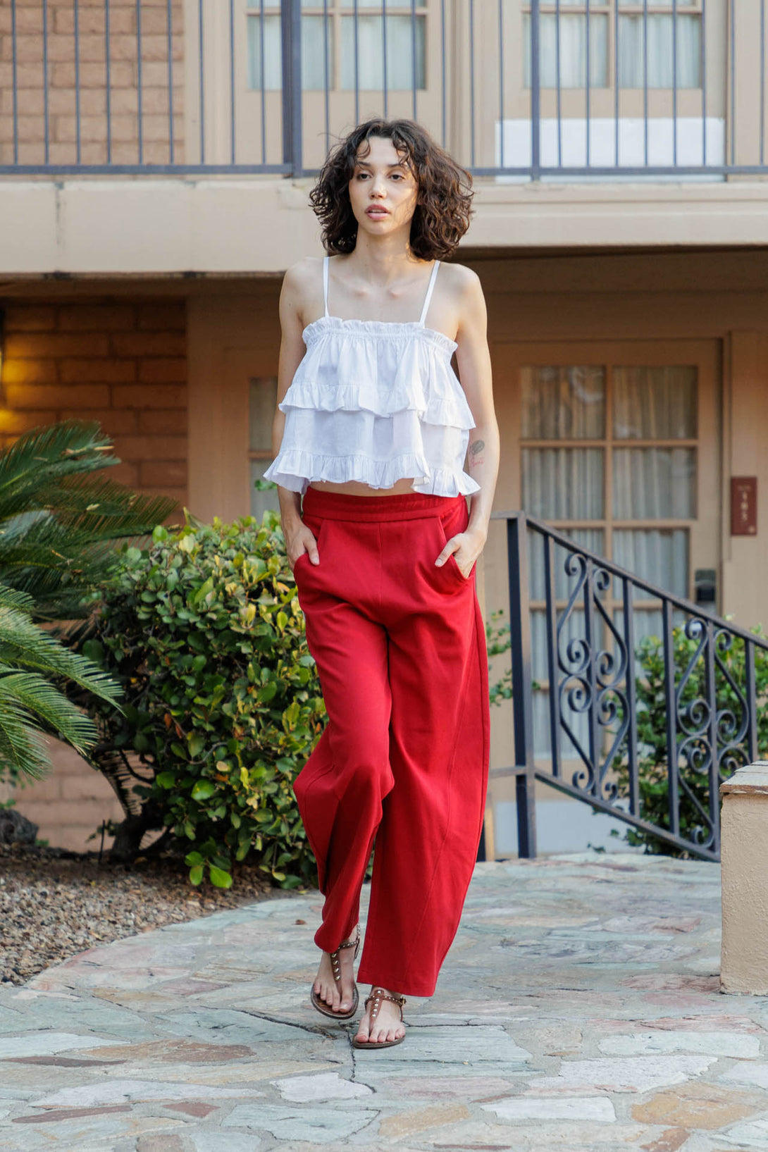 ruffle crop top, white frilly blouse, hyper texture, hyper haptic, HT 360 Collective,