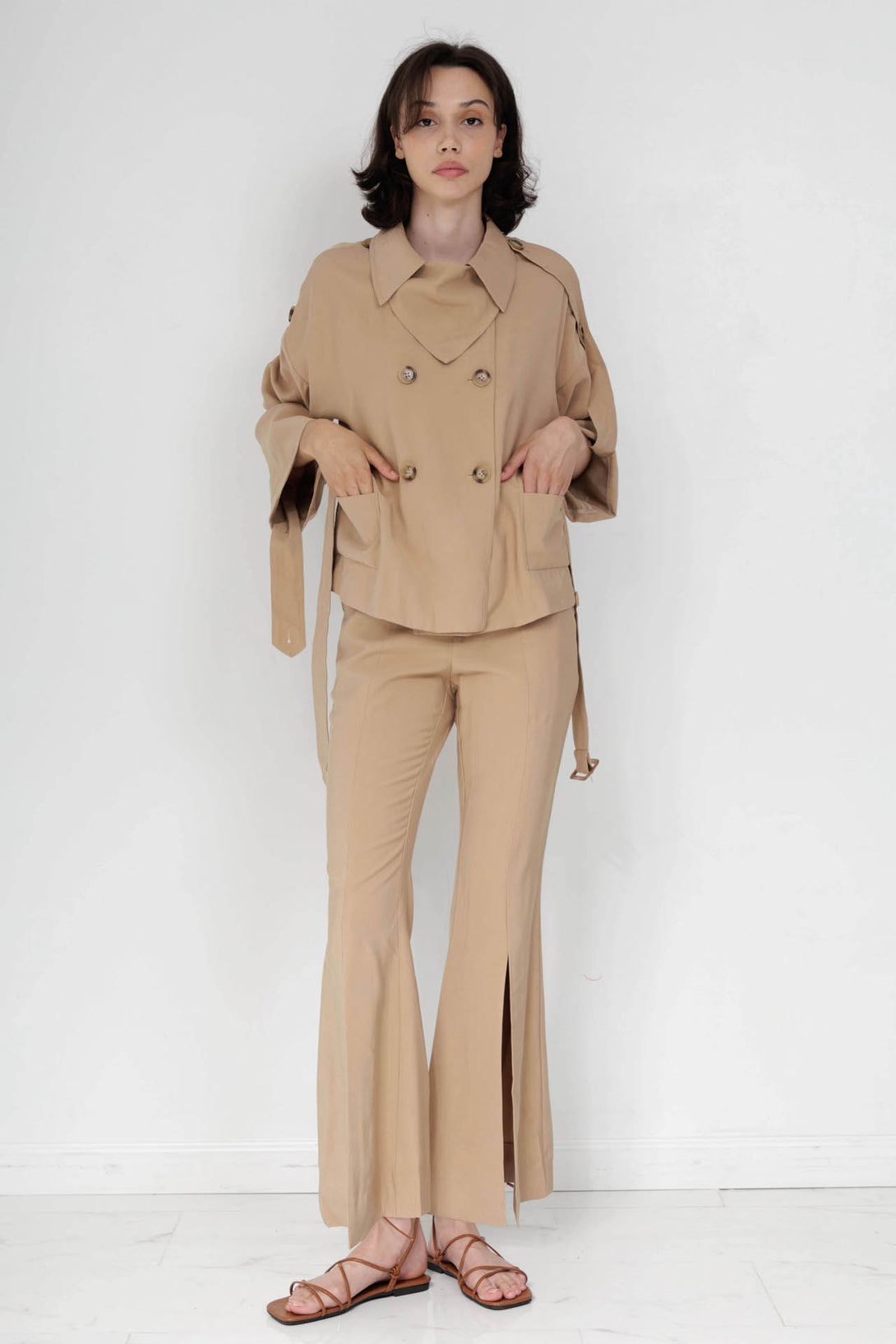 wide leg pants women, dress pants for women, HT 360 Collective, brown pants,