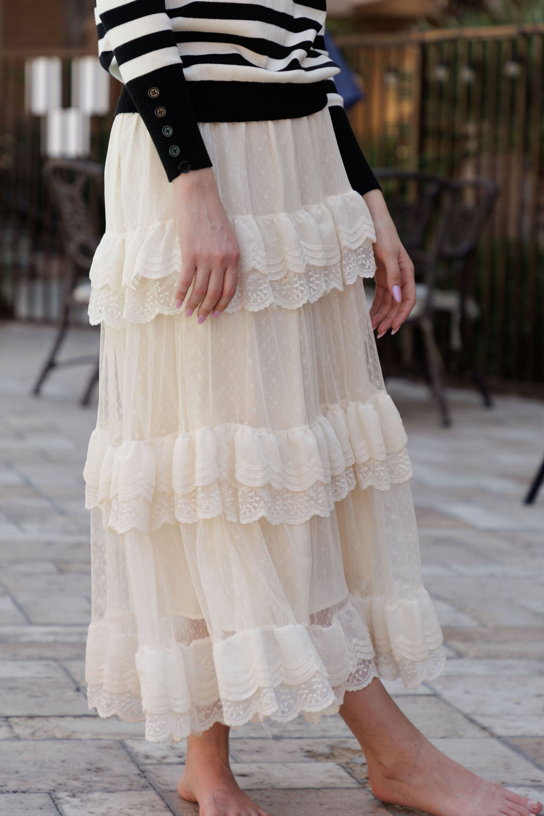 long white skirt, white tulle maxi skirt, layered tulle maxi skirt, HT 360 Collective,