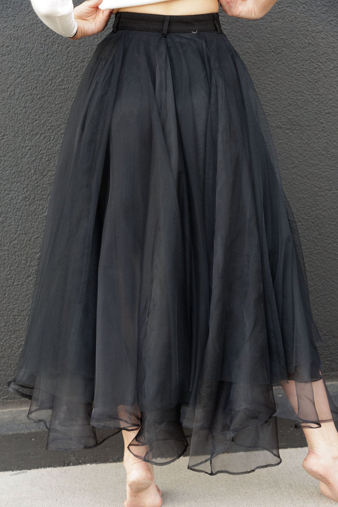 tulle long skirt, ladies black tulle skirt, large tulle skirt, HT 360 Collective,