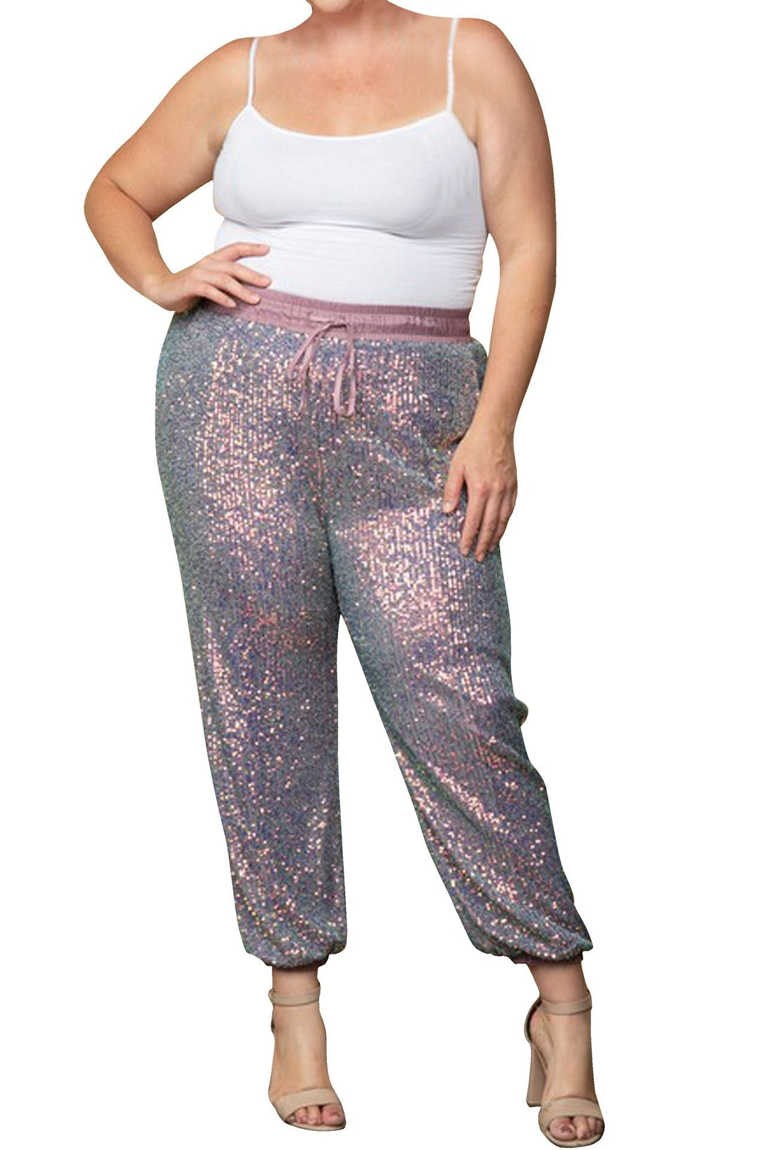 "sequin pants jogger" "sequin jogging bottoms" "HT 360 Collective" "plus size sequin jogger pants" "sequins joggers"