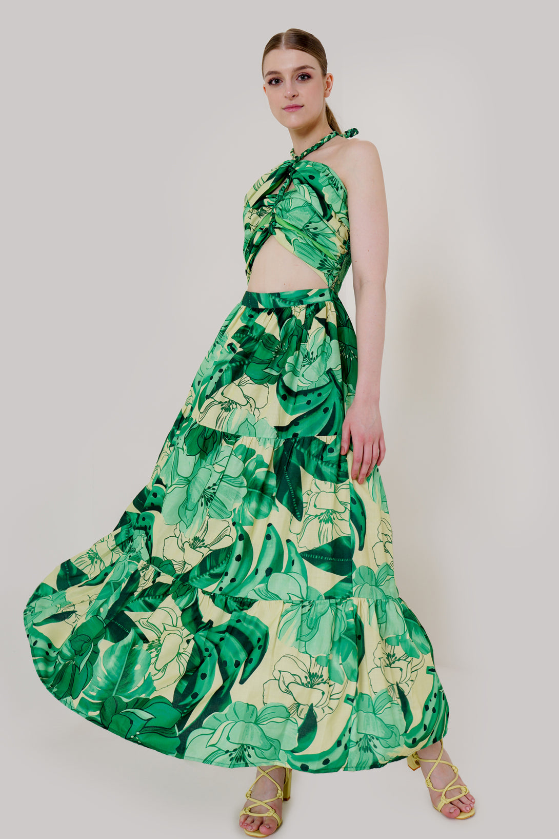 strappy dress maxi, dark green dress, women's strappy maxi dress, HT 360 Collective,