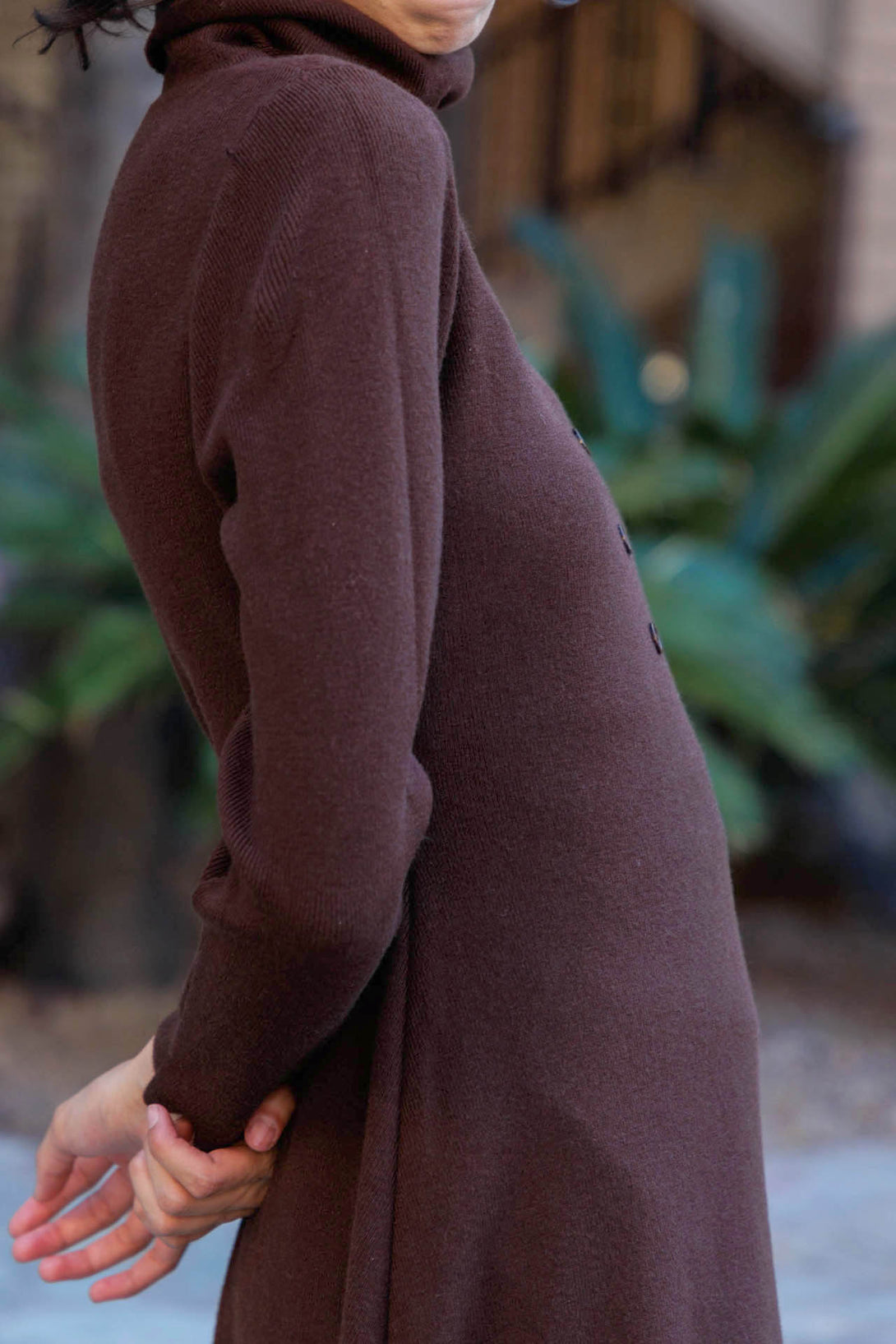  casual knit dresses, knit dress, brown knit dress, HT 360 Collective, womens midi sweater dress,