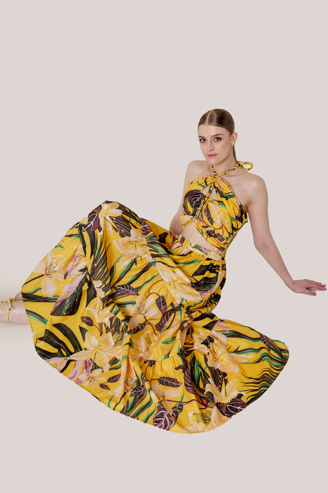 Designer Cutout Maxi Dress Formal | Yellow Maxi Dress Floral HT360 Collective Designer Cutout Maxi Dress Formal | Yellow Maxi Dress Floral HT360 Collective