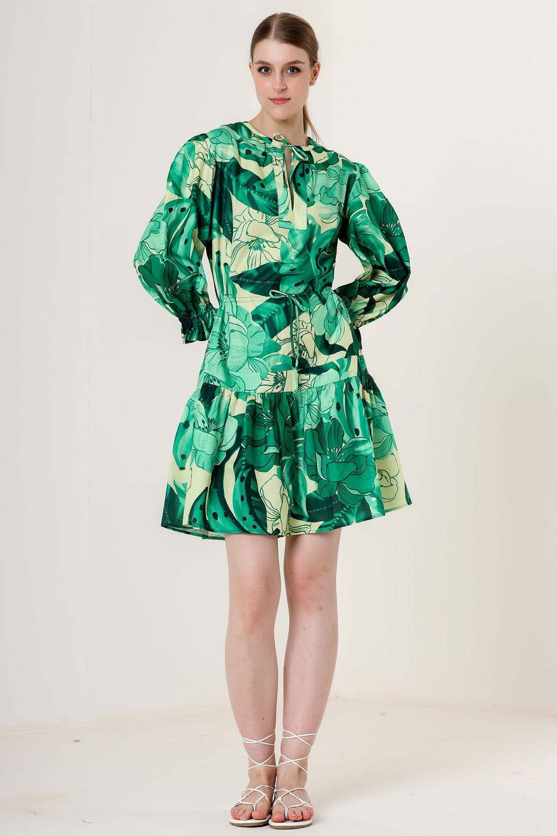 Designer Emerald Green Dress with Sleeves | Ladies Knee Length Dresses Medium / Green Designer Emerald Green Dress with Sleeves | Ladies Knee Length Dresses Medium / Green