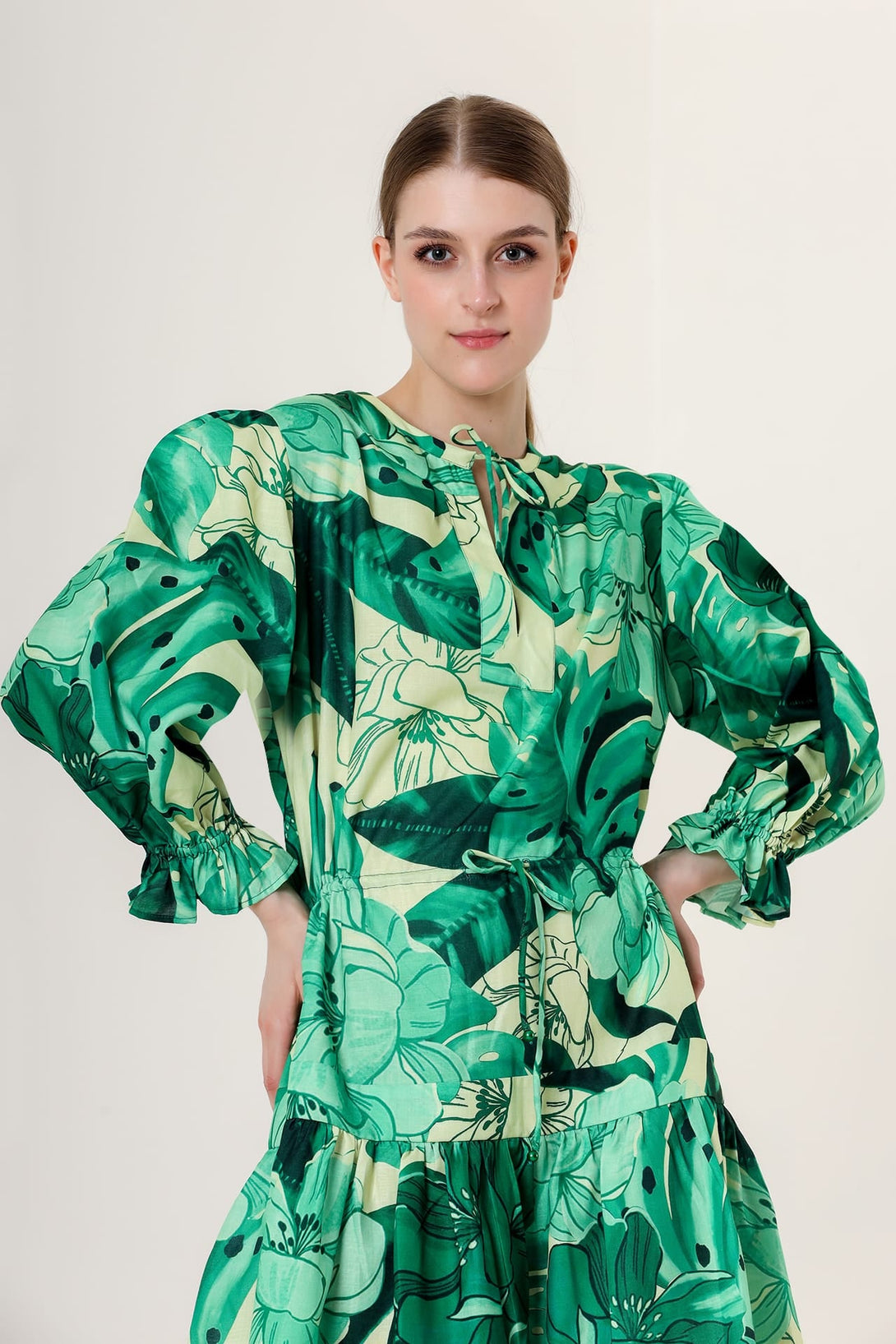 Designer Emerald Green Dress With Sleeves | Ladies Knee Length Dresses HT360 Collective Designer Emerald Green Dress With Sleeves | Ladies Knee Length Dresses HT360 Collective