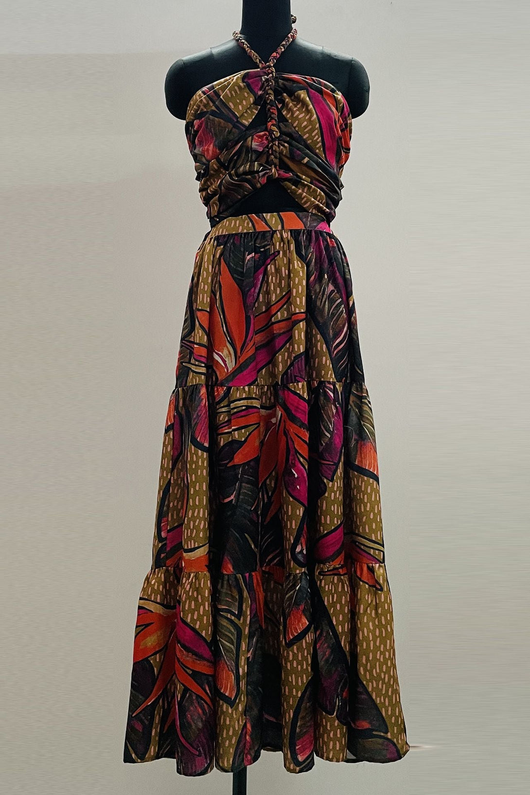 Designer Long Dress With Cut Out Sides | Brown Floral Maxi Dress HT360 Collective Designer Long Dress With Cut Out Sides | Brown Floral Maxi Dress HT360 Collective
