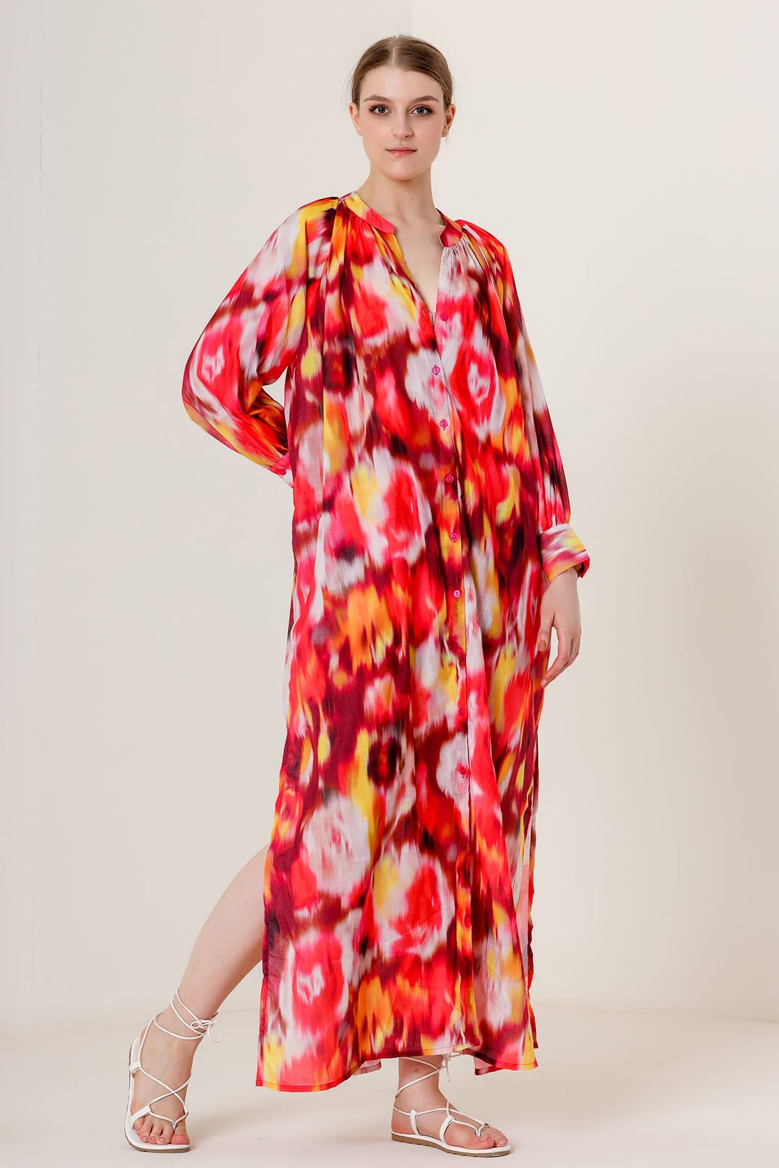 Designer Long Sleeve Long Shirt Dress | Burnt Orange Color Dress Small / Orange Designer Long Sleeve Long Shirt Dress | Burnt Orange Color Dress Small / Orange