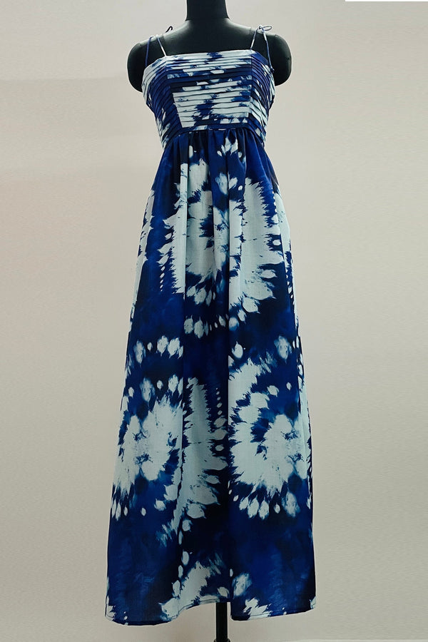 long strappy summer dresses, floor length dress, blue & white maxi dress,