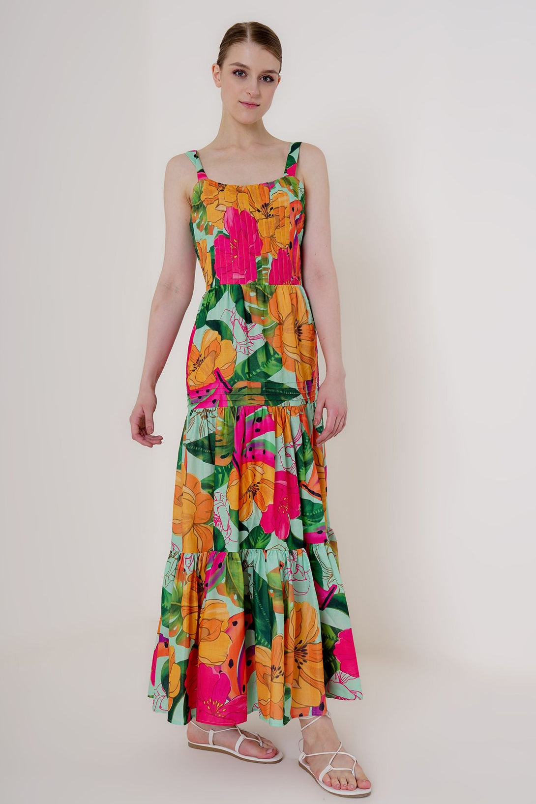 Designer Women's Strappy Maxi Dress | Multi Colored Flowy Dress HT360 Collective Designer Women's Strappy Maxi Dress | Multi Colored Flowy Dress HT360 Collective