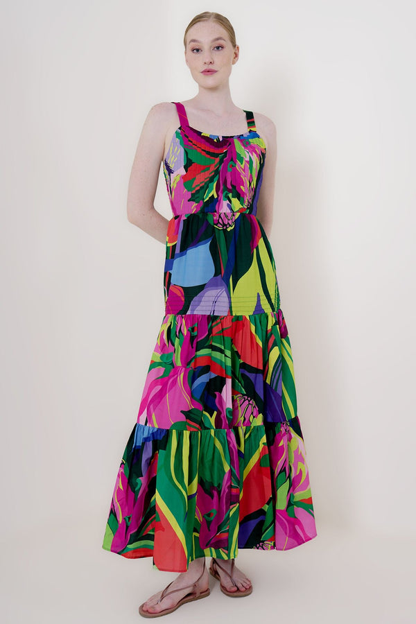 "strappy flowy maxi dress" "strappy tiered maxi dress" "multi color maxi dress"