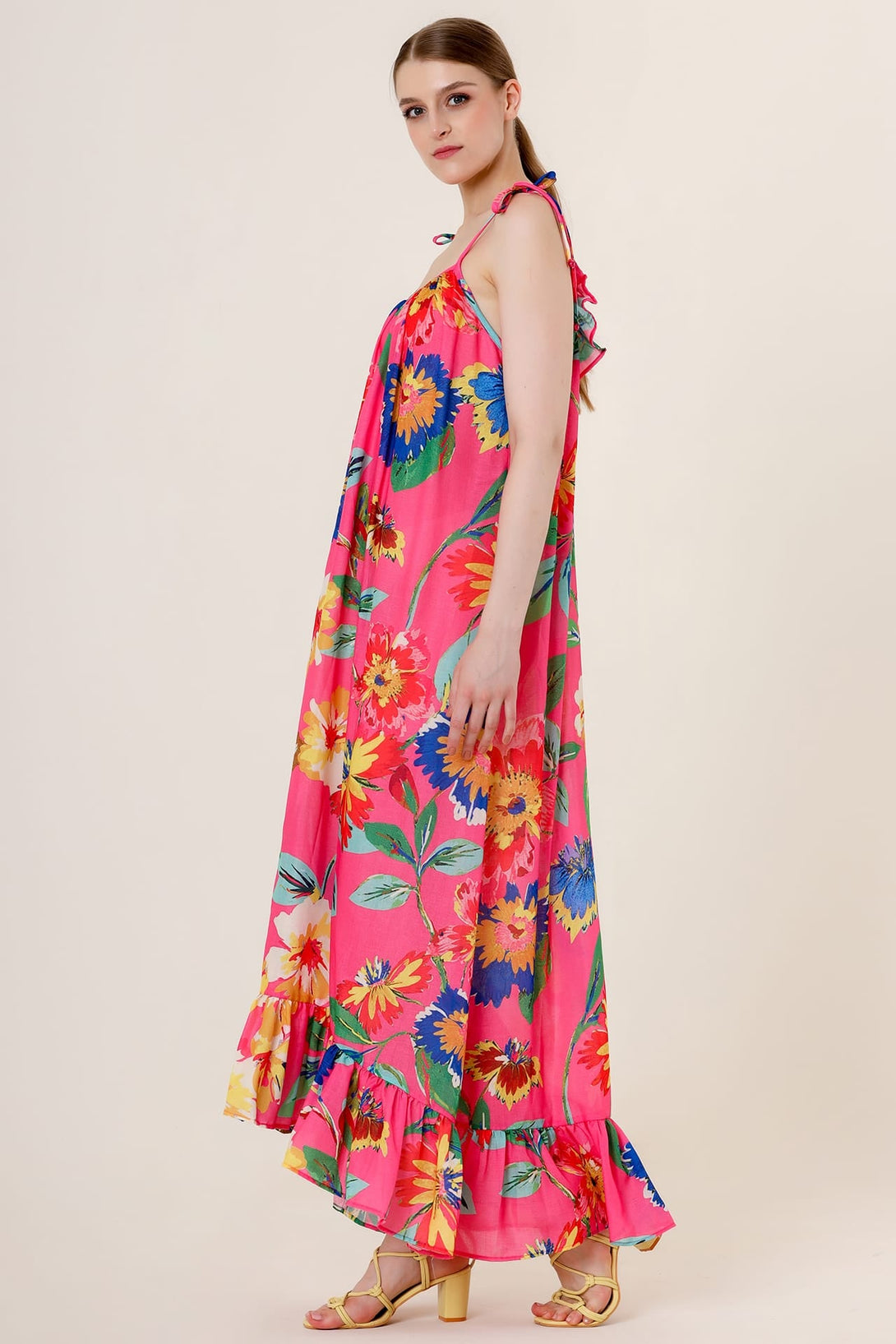 Designer Flower Print Maxi Dress | Pink Maxi Dresses For Women Small Designer Flower Print Maxi Dress | Pink Maxi Dresses For Women Small