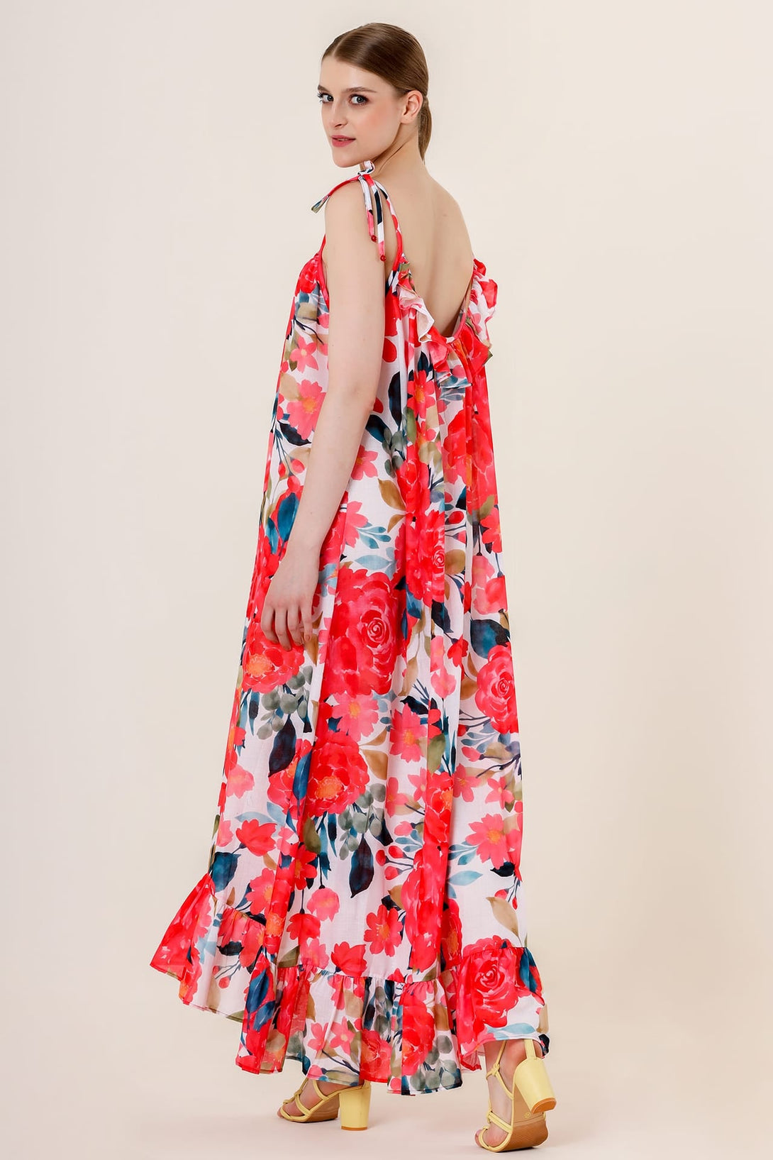 "hot pink long dress" "floor length dress" "floral print dress maxi" "floral maxi dress"